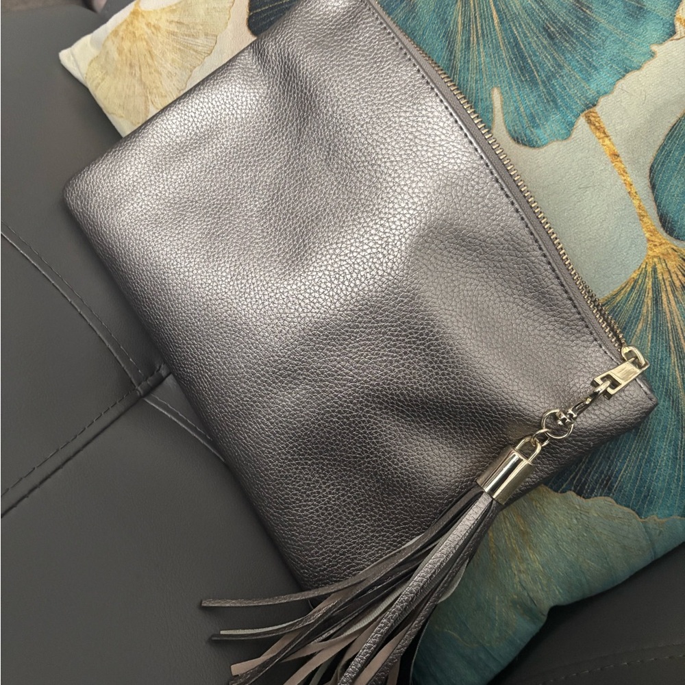 Merona Metallic Gray Wristlet Clutch
